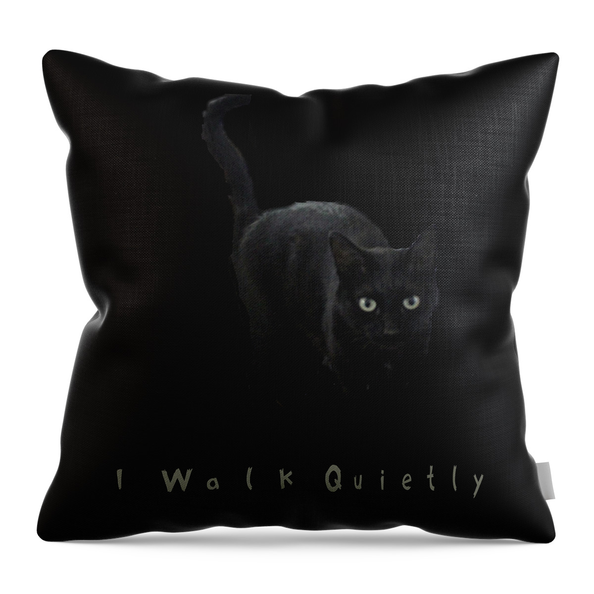 Blackcat Throw Pillow featuring the digital art I Walk Quietly by April Burton