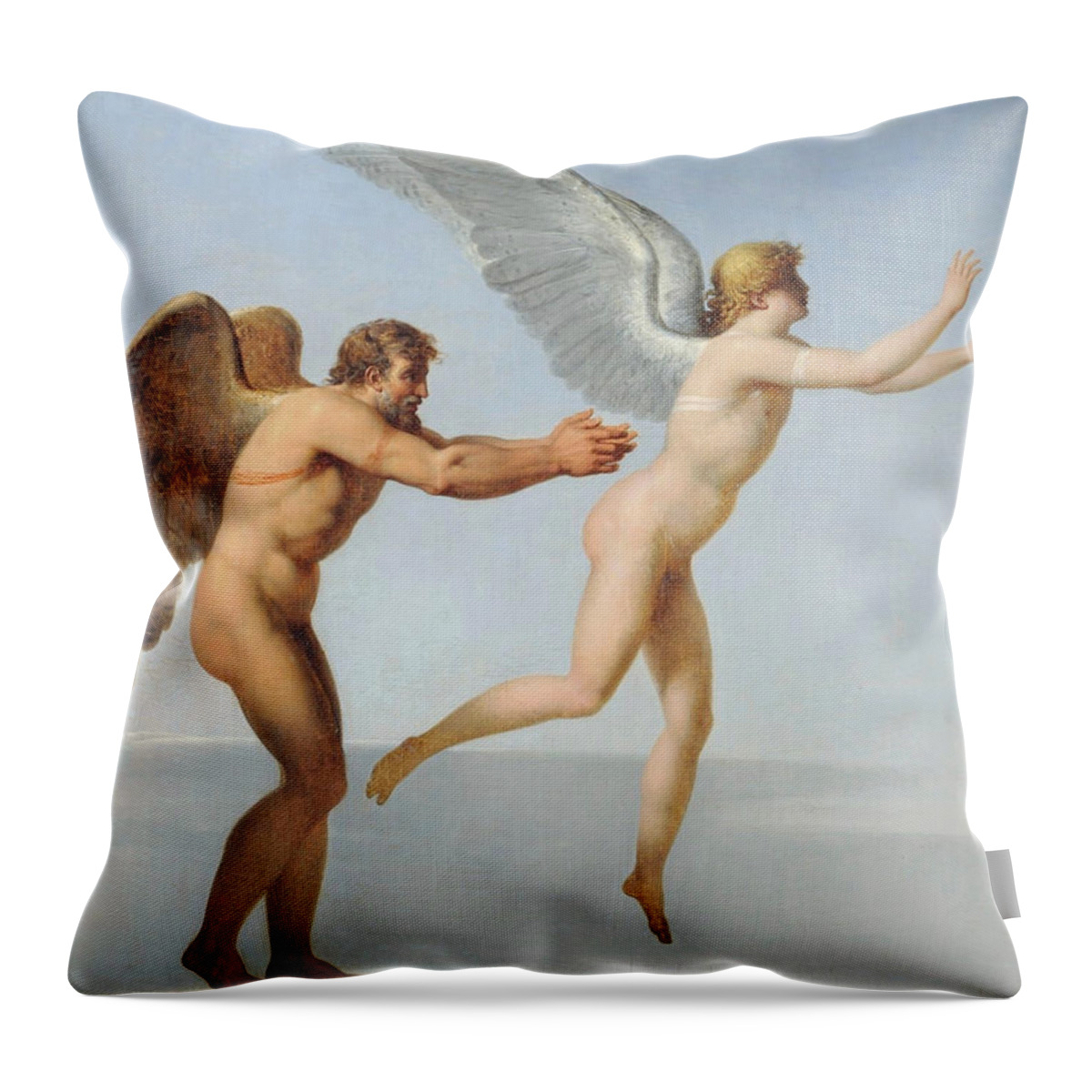 Charles Paul Landon Throw Pillow featuring the painting Icarus and Daedalus by Charles Paul Landon