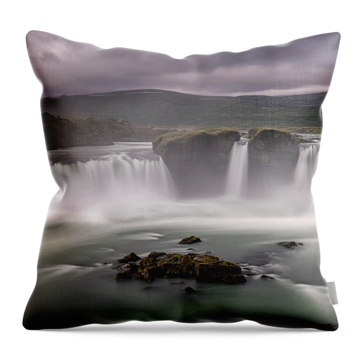 Iceland Throw Pillow featuring the photograph Iceland Waterfall by Tom Singleton