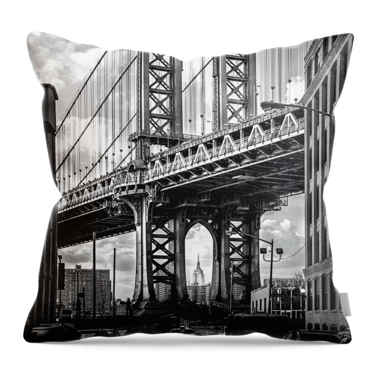 New York City Throw Pillow featuring the photograph Iconic Manhattan BW by Az Jackson