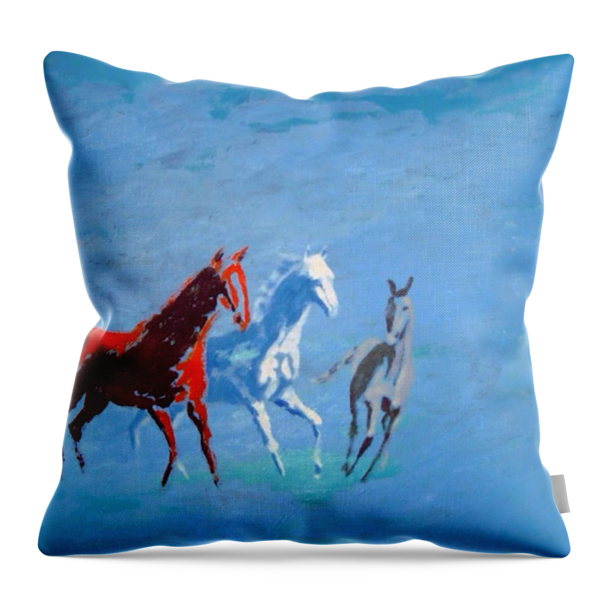 Horses Throw Pillow featuring the painting Il futuro ci viene incontro by Enrico Garff