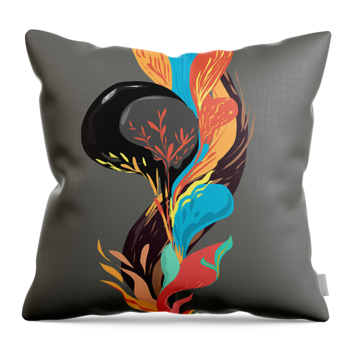 Abstract Throw Pillow featuring the digital art Imaginary Plants No.2 by Noppadol Sankankaew