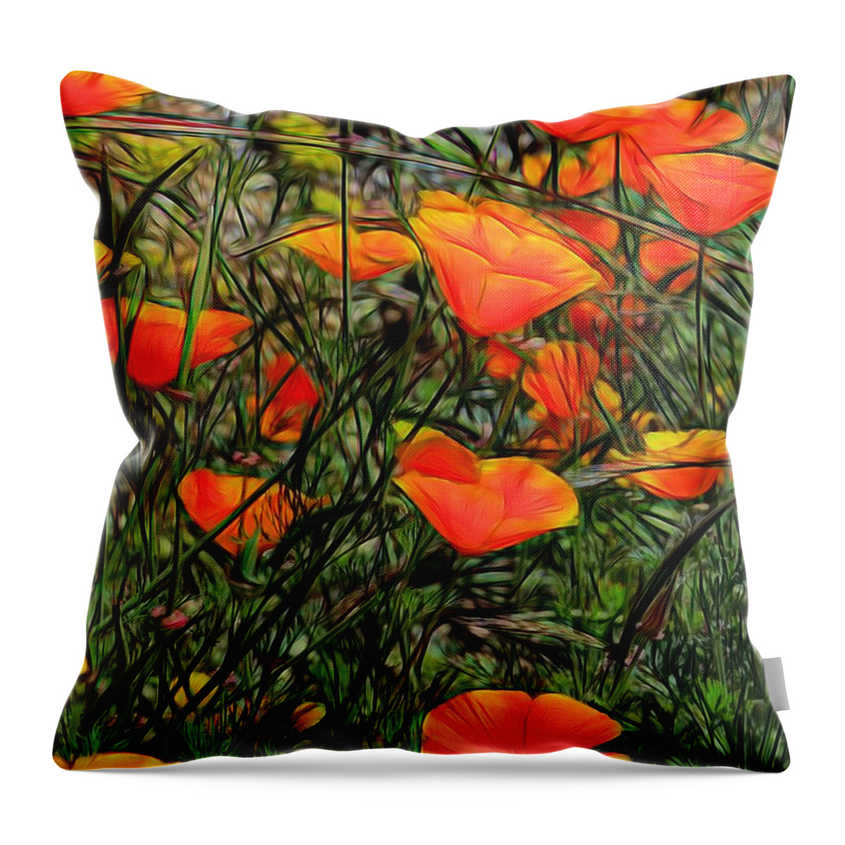 Orange Throw Pillow featuring the painting Impressions of Orange by Jon Volden