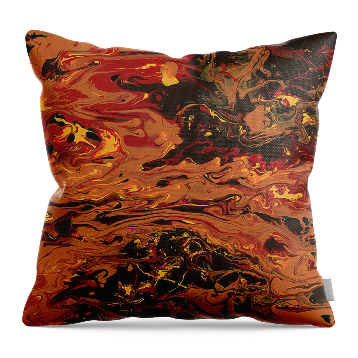 Abstract Throw Pillow featuring the painting In Flames by Matthew Mezo