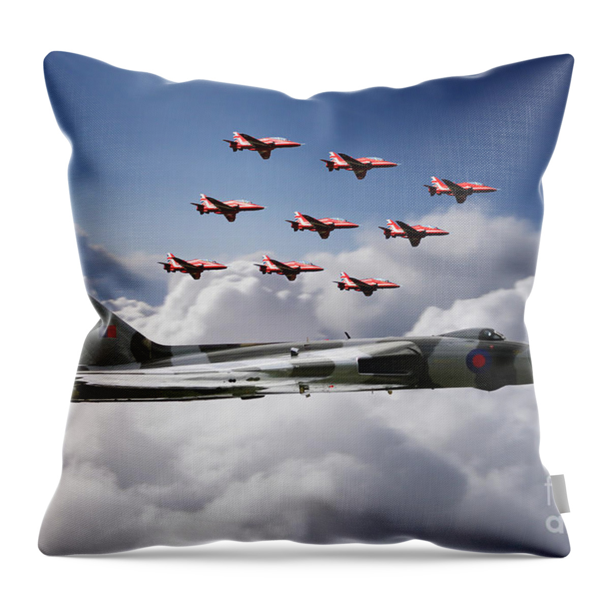 Avro Throw Pillow featuring the digital art In Formation With XH558 by Airpower Art