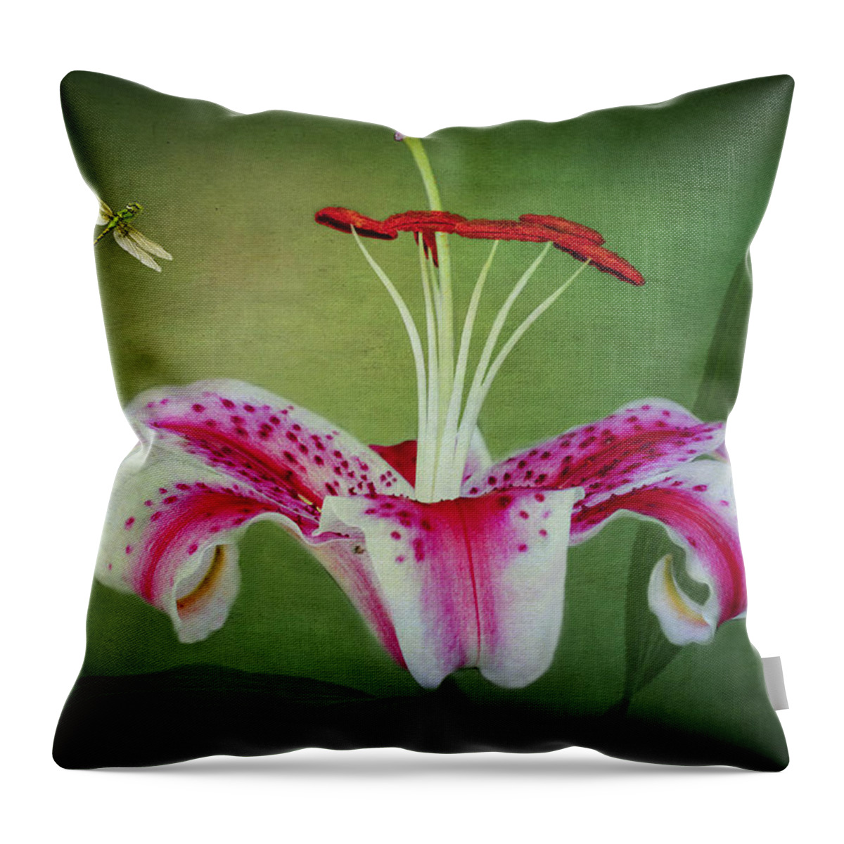 Stargazer Lilies Throw Pillow featuring the photograph In Love by Marina Kojukhova