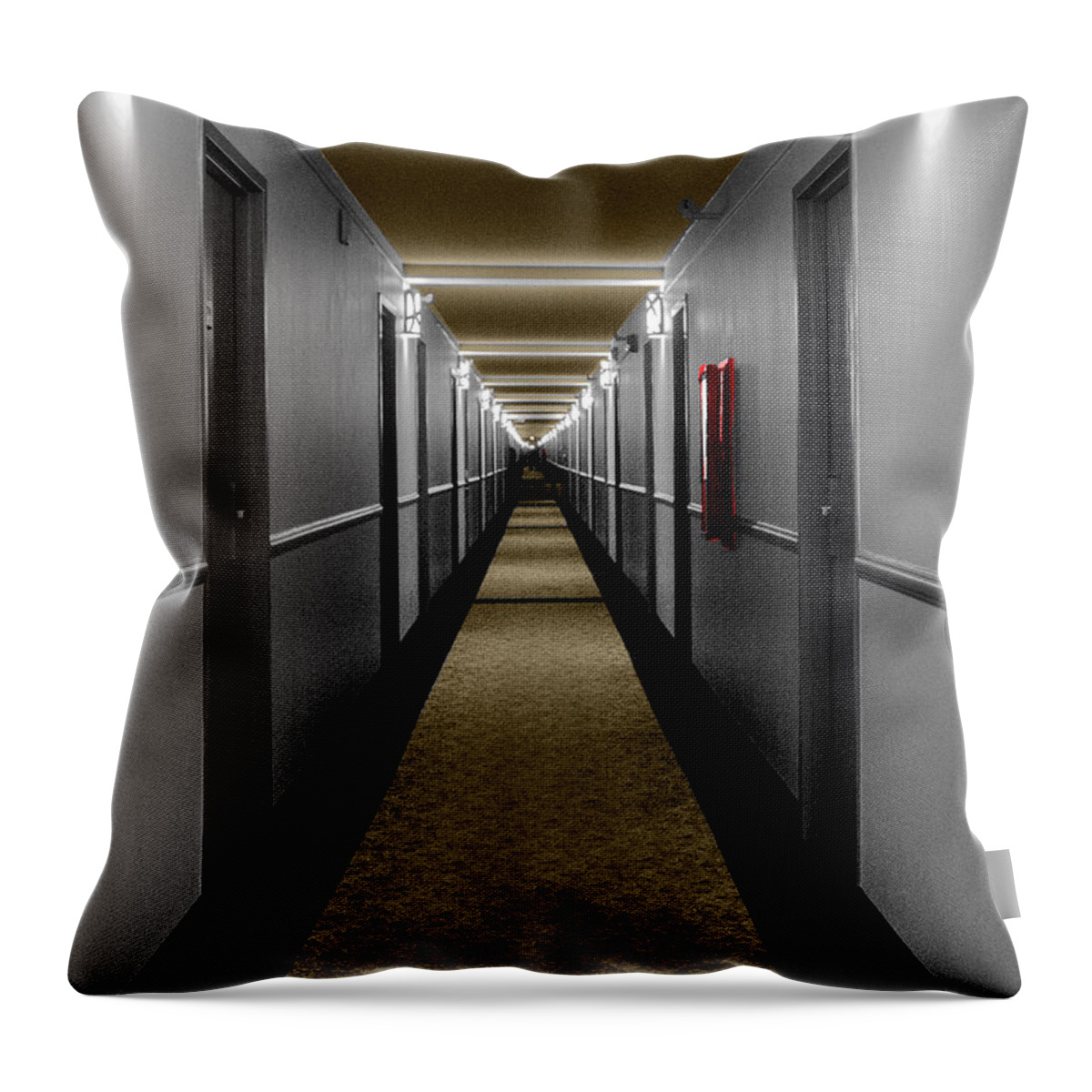 Hotel Throw Pillow featuring the photograph Long Hall of Life by Leon deVose