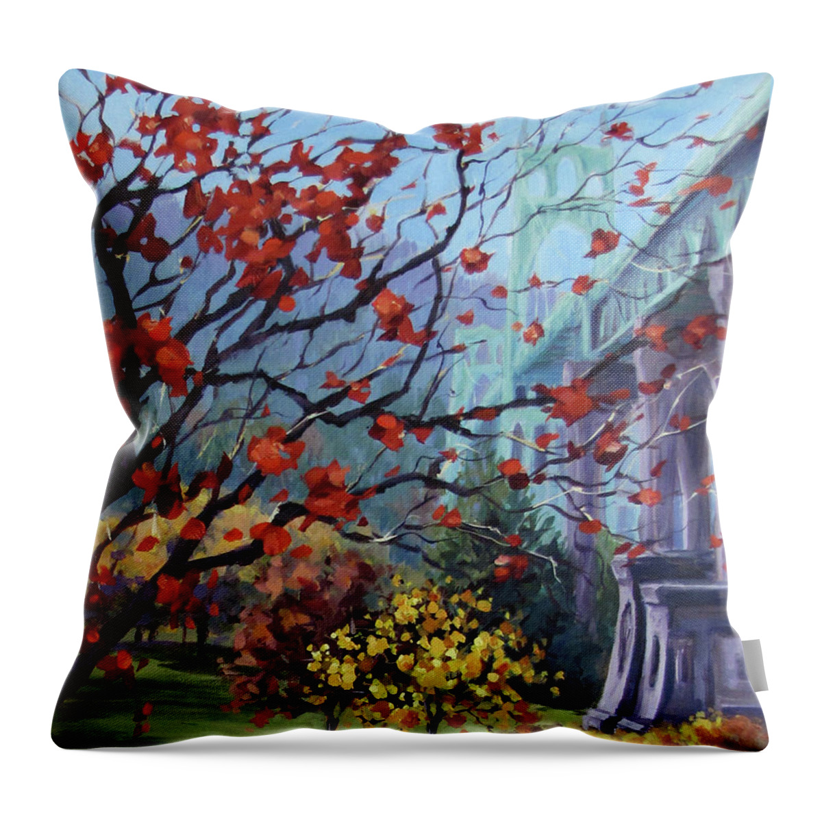 Fall Throw Pillow featuring the painting In The Rainbow by Karen Ilari