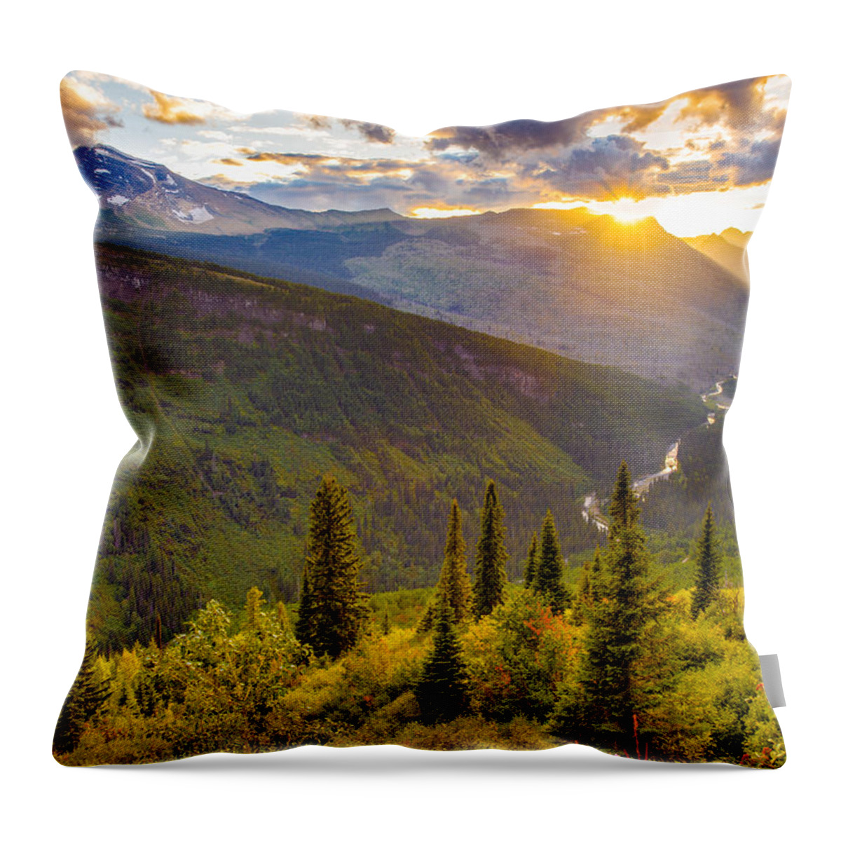 Glacier National Park Throw Pillow featuring the photograph Incandescent by Adam Mateo Fierro