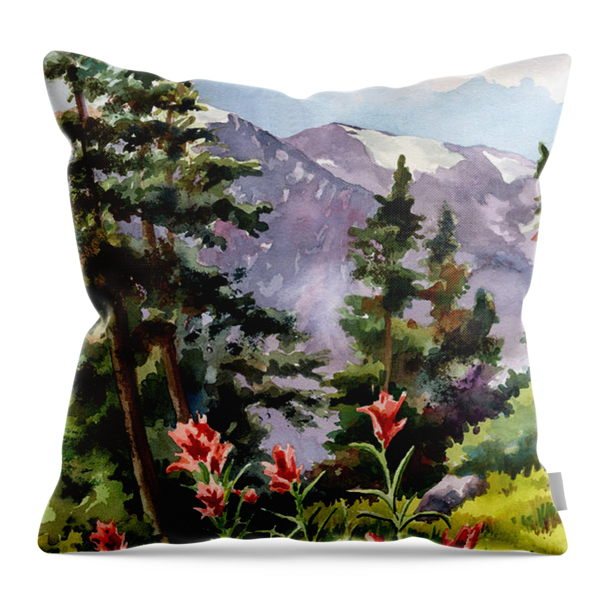 Colorado Art Throw Pillow featuring the painting Indian Paintbrush by Anne Gifford