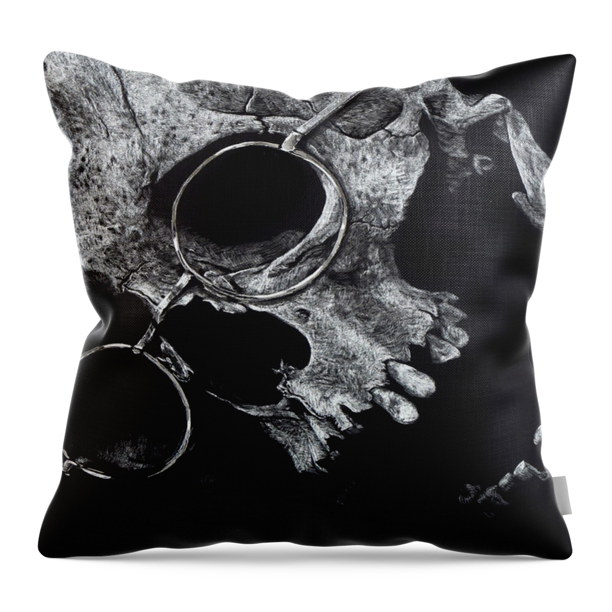 Skull Throw Pillow featuring the drawing Inevitable Conclusion by William Underwood