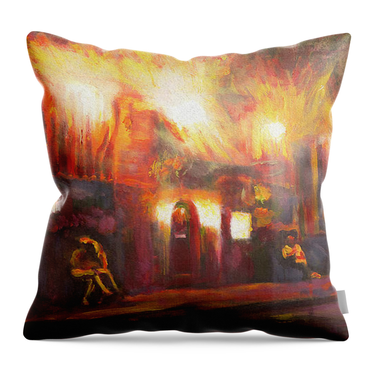 New Orleans Throw Pillow featuring the painting Irene's Cuisine - New Orleans by Francelle Theriot