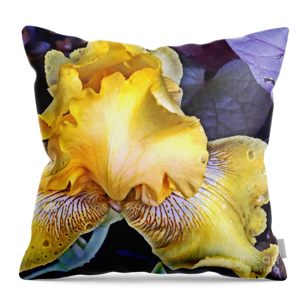 Macro Throw Pillow featuring the photograph Iris Supreme by Vonda Lawson-Rosa