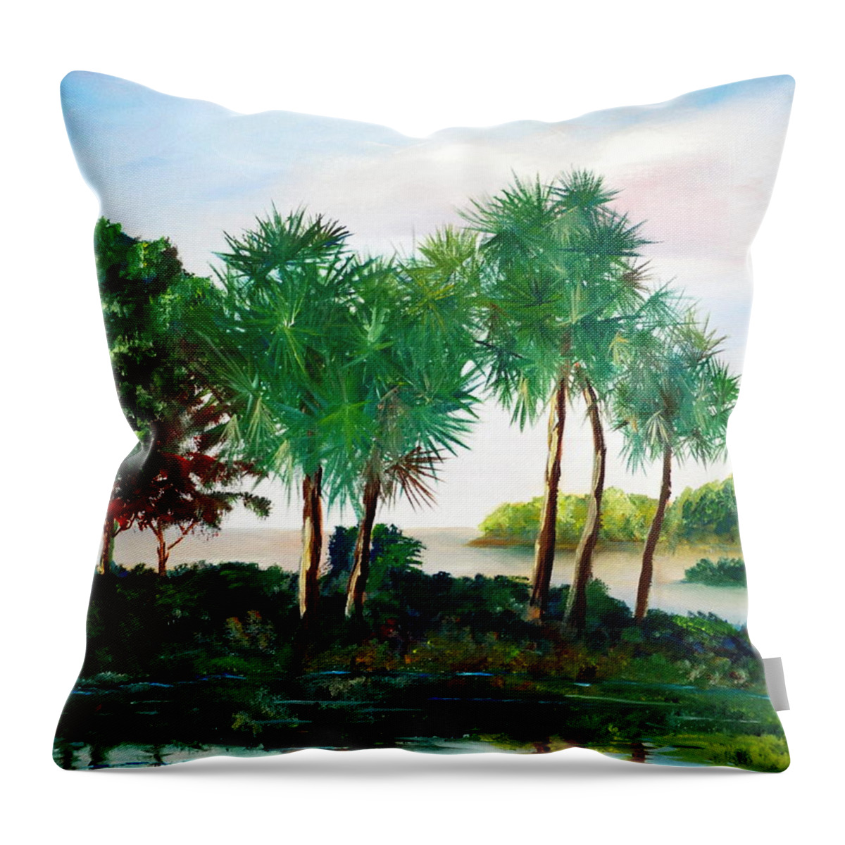 Palms Throw Pillow featuring the painting Isle of Palms by Phil Burton