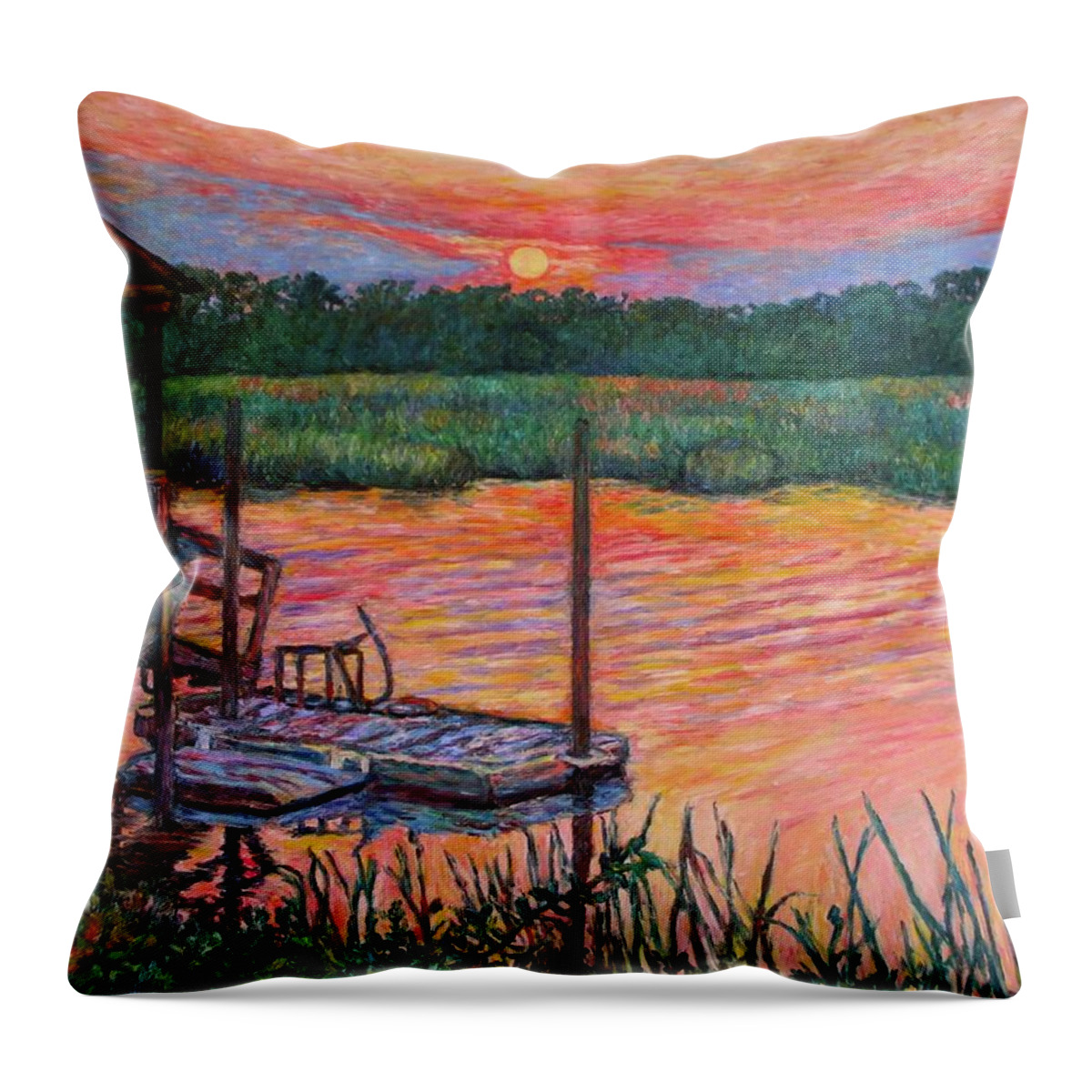Isle Of Palms Throw Pillow featuring the painting Isle of Palms Sunset by Kendall Kessler