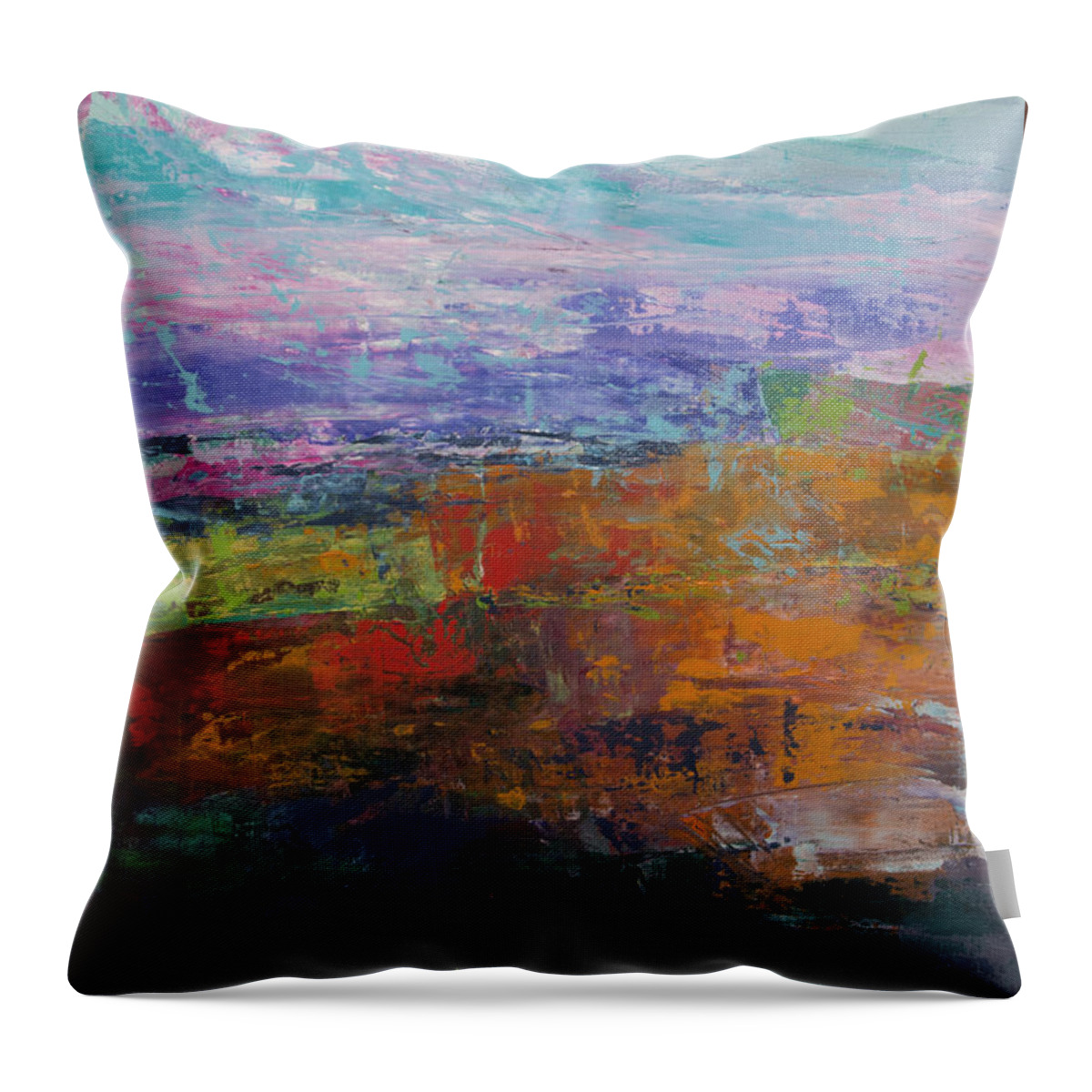 Landscape Throw Pillow featuring the painting It Rained That Day by Linda Bailey