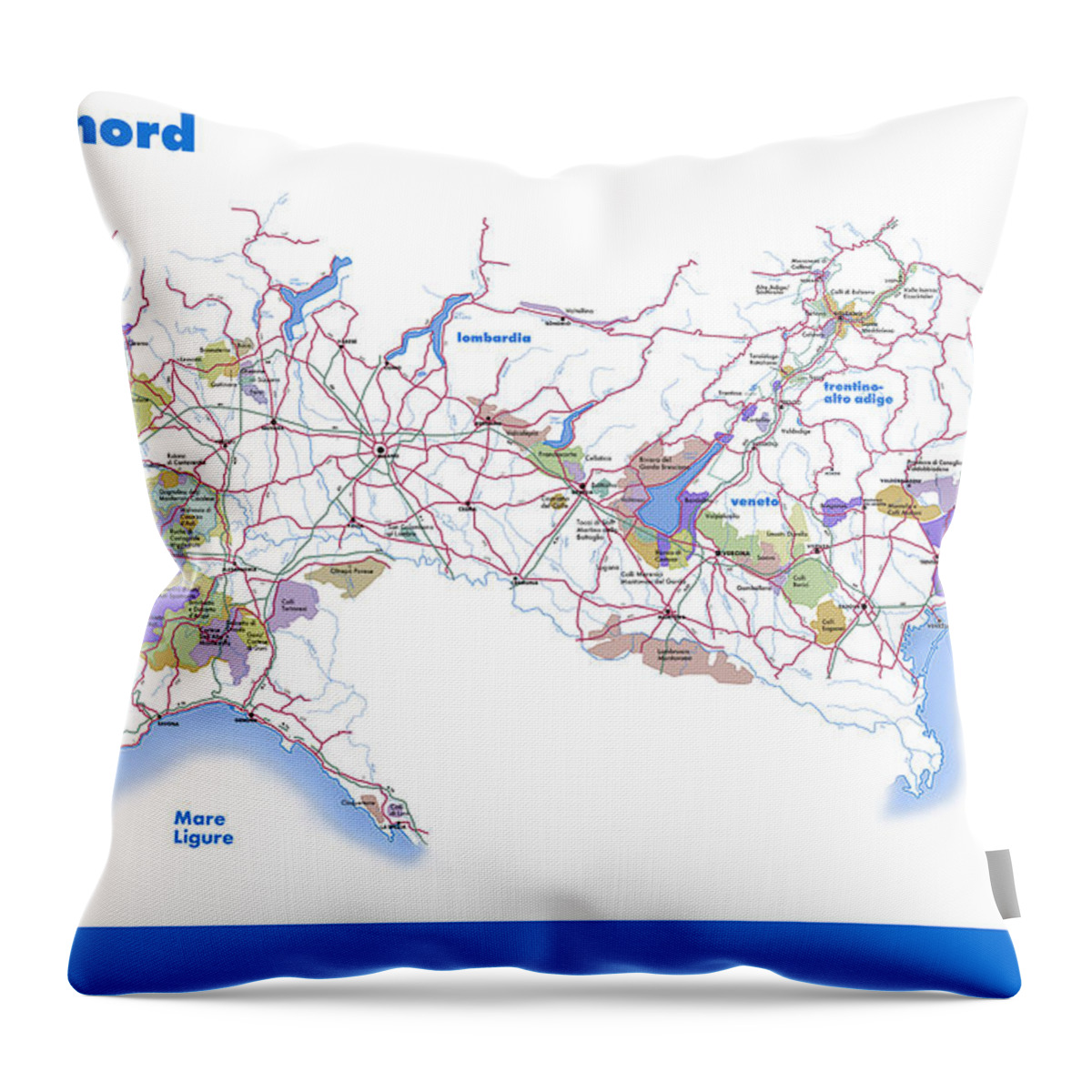 Moore Brothers Wine Company Throw Pillow featuring the digital art Italy North by Moore Brothers Wine Company