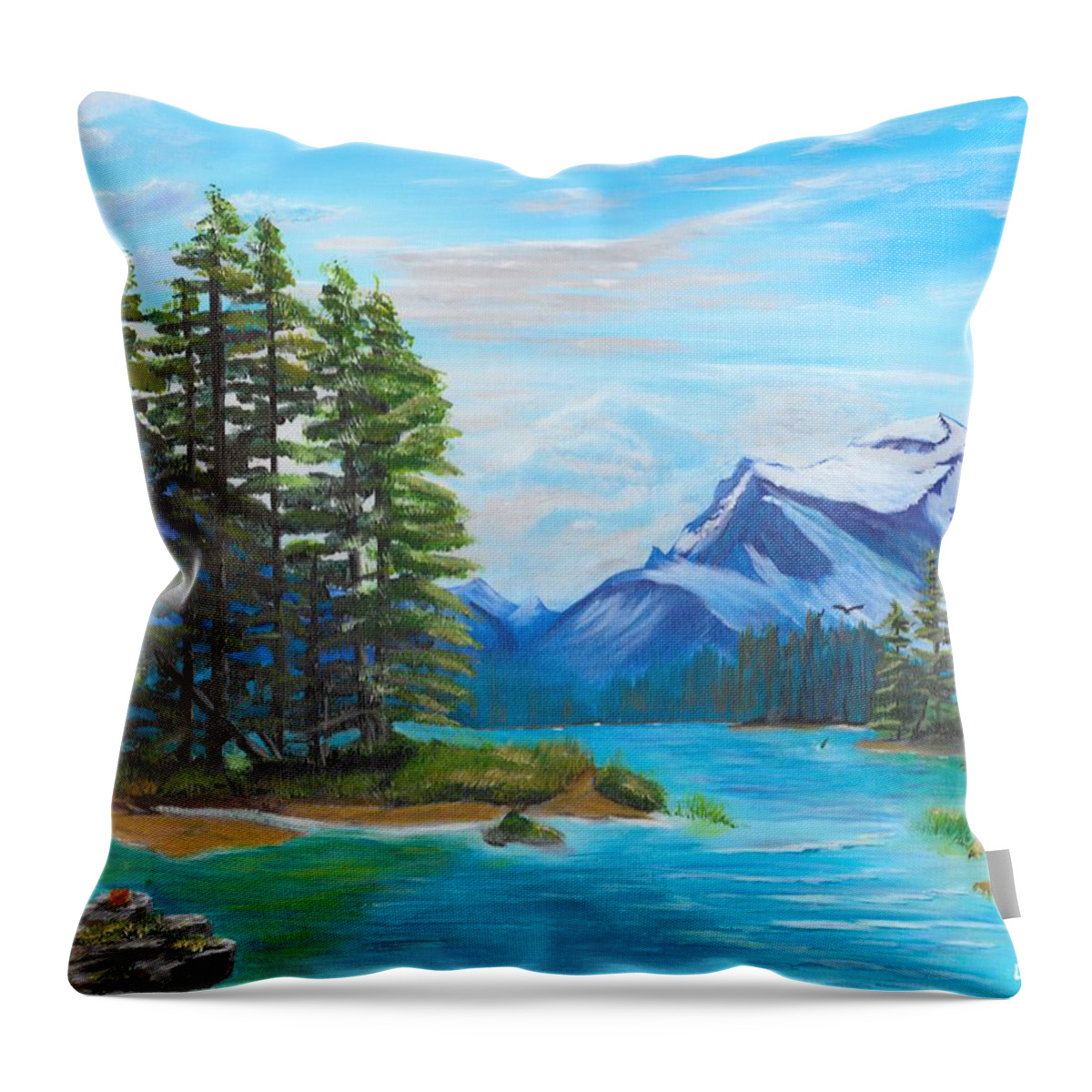 Mountains Throw Pillow featuring the painting Jasper Moutains by David Bigelow