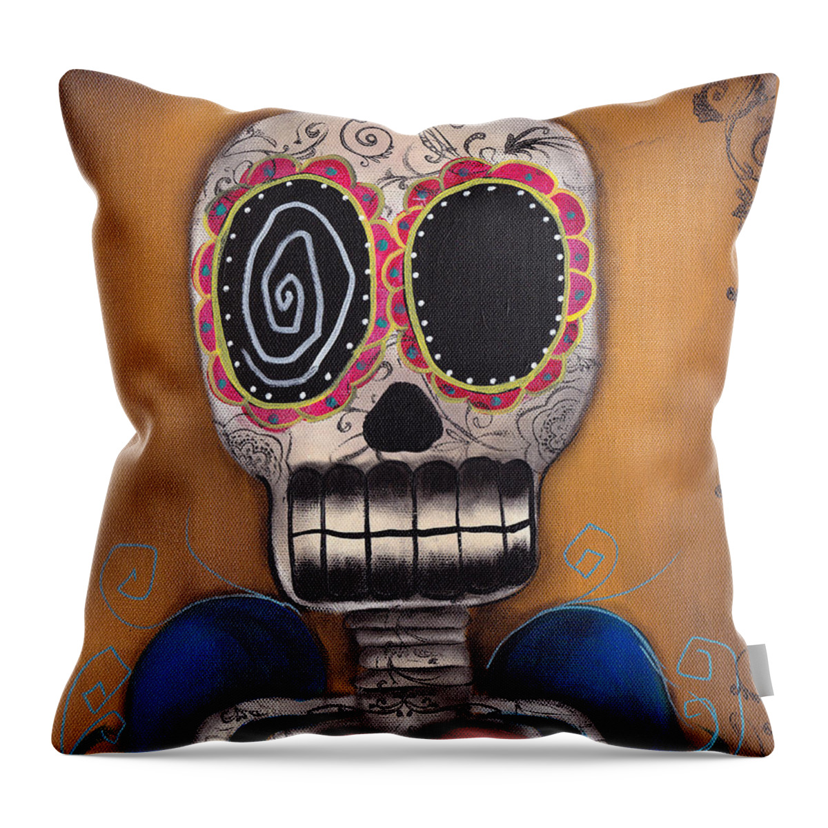 Day Of The Dead Throw Pillow featuring the painting Javier by Abril Andrade