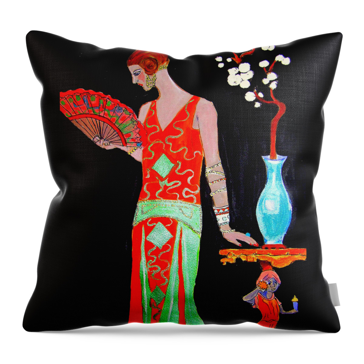 Parisian Art Deco Throw Pillow featuring the painting Jazz Age by Rusty Gladdish