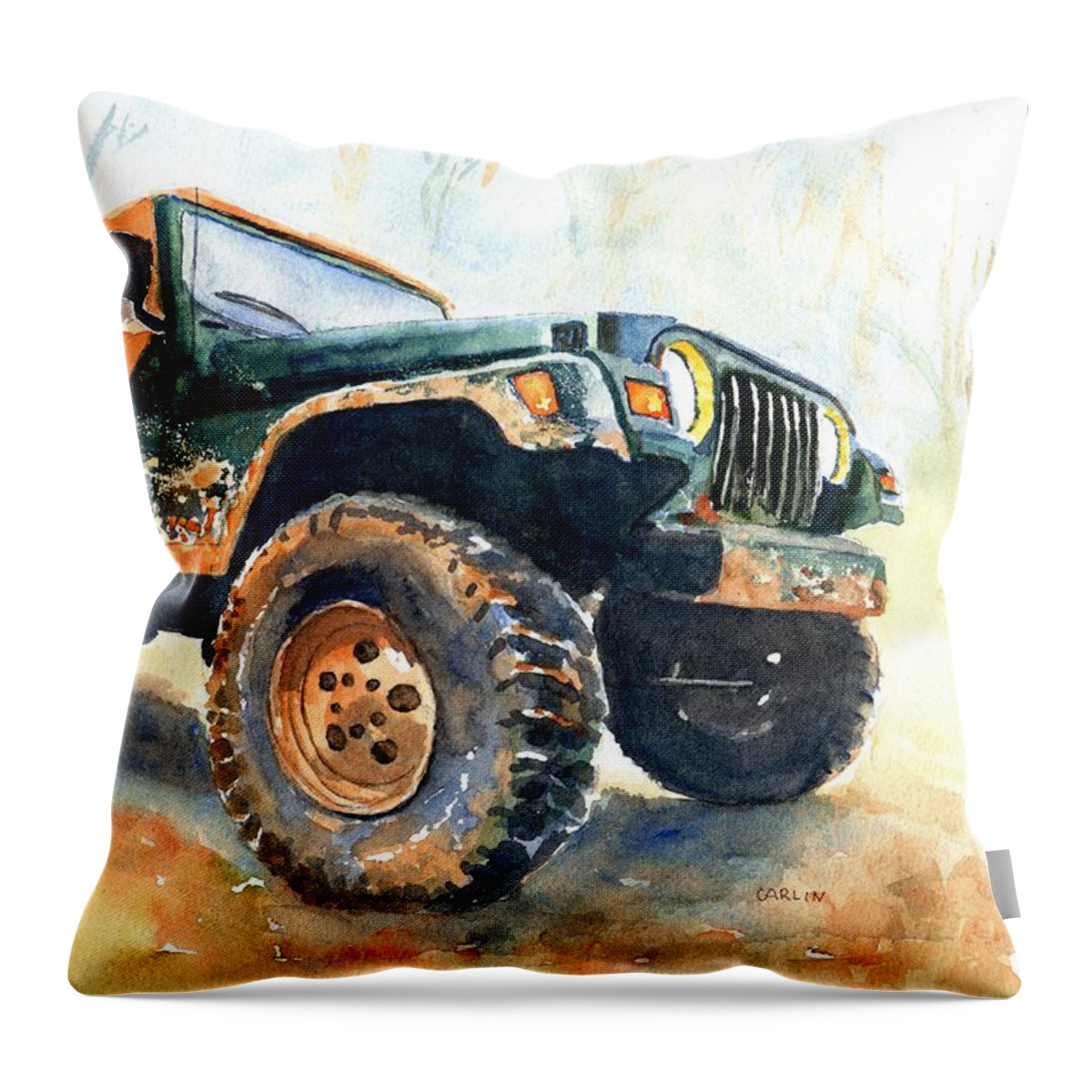 Jeep Wrangler Watercolor Throw Pillow by Carlin Blahnik CarlinArtWatercolor  - Fine Art America