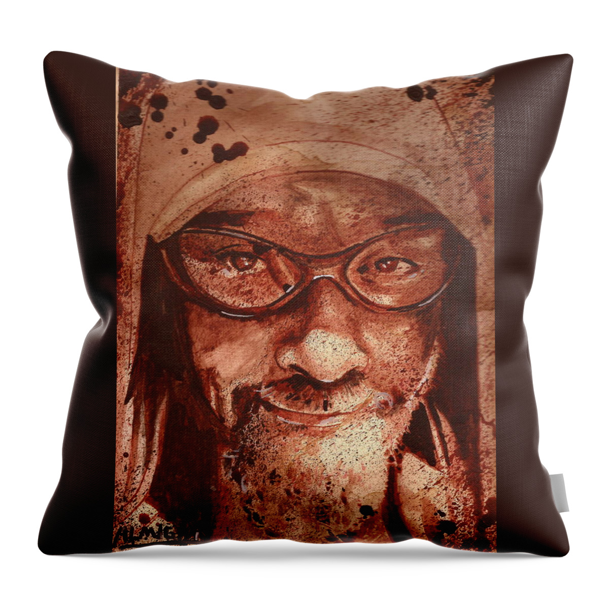 Ryan Almighty Throw Pillow featuring the painting JERM SNAP - portrait by Ryan Almighty