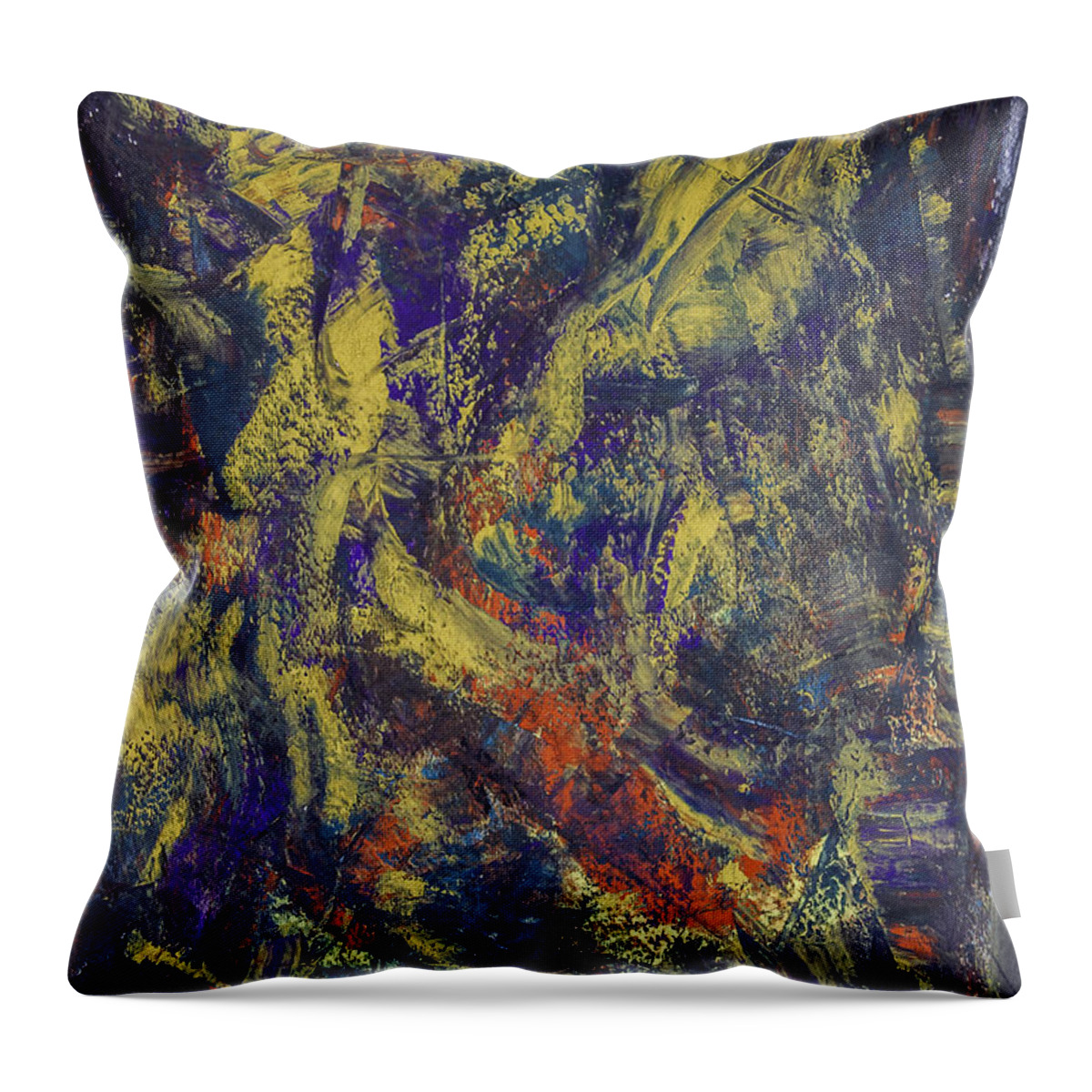 Abstract Throw Pillow featuring the painting Flower in Hades by Julius Hannah