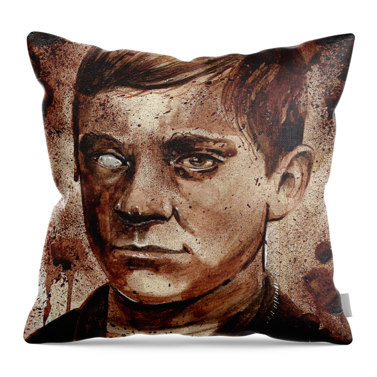 Ryan Almighty Throw Pillow featuring the painting JESSE POMEROY dry blood by Ryan Almighty