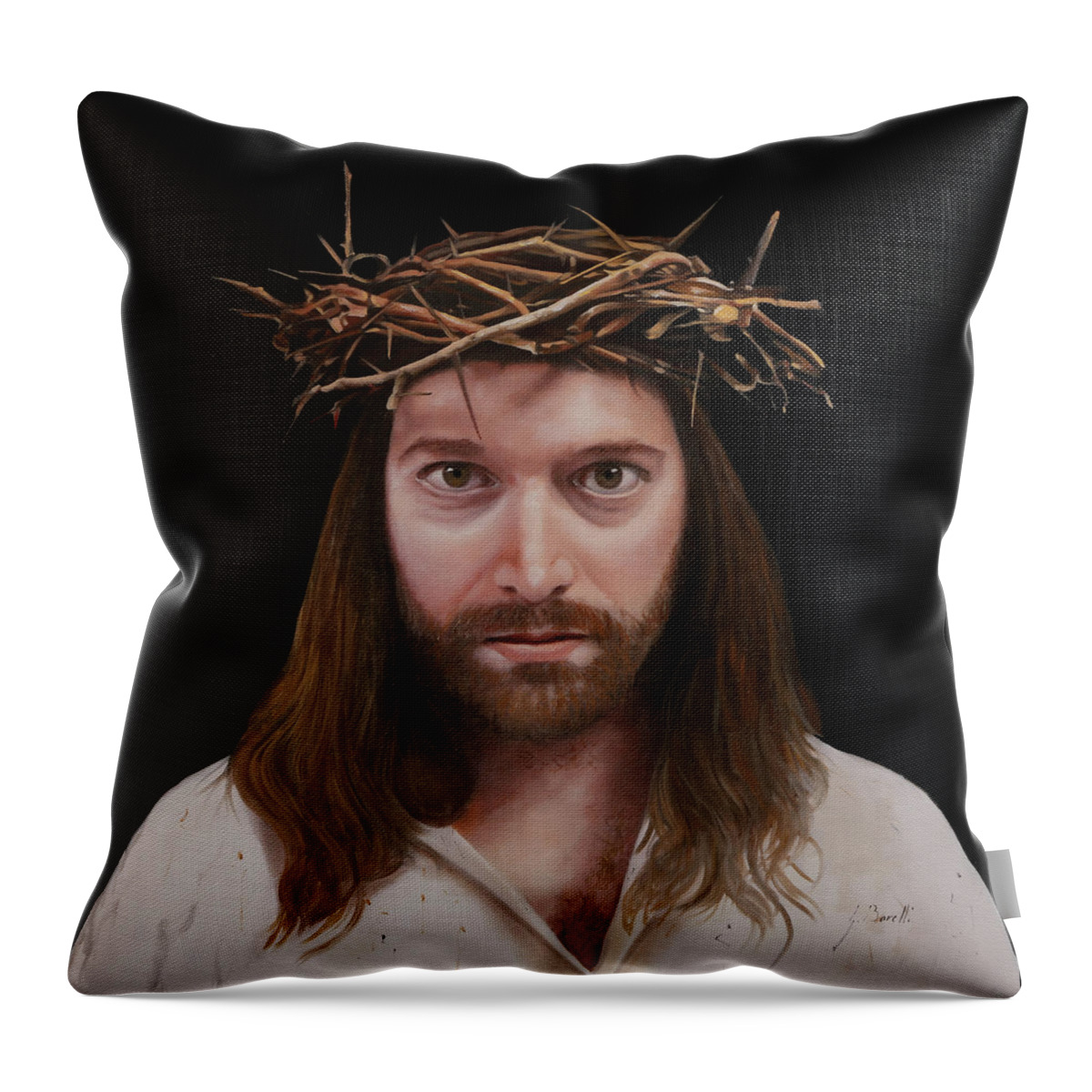 Jesus Throw Pillow featuring the painting Jesus by Guido Borelli