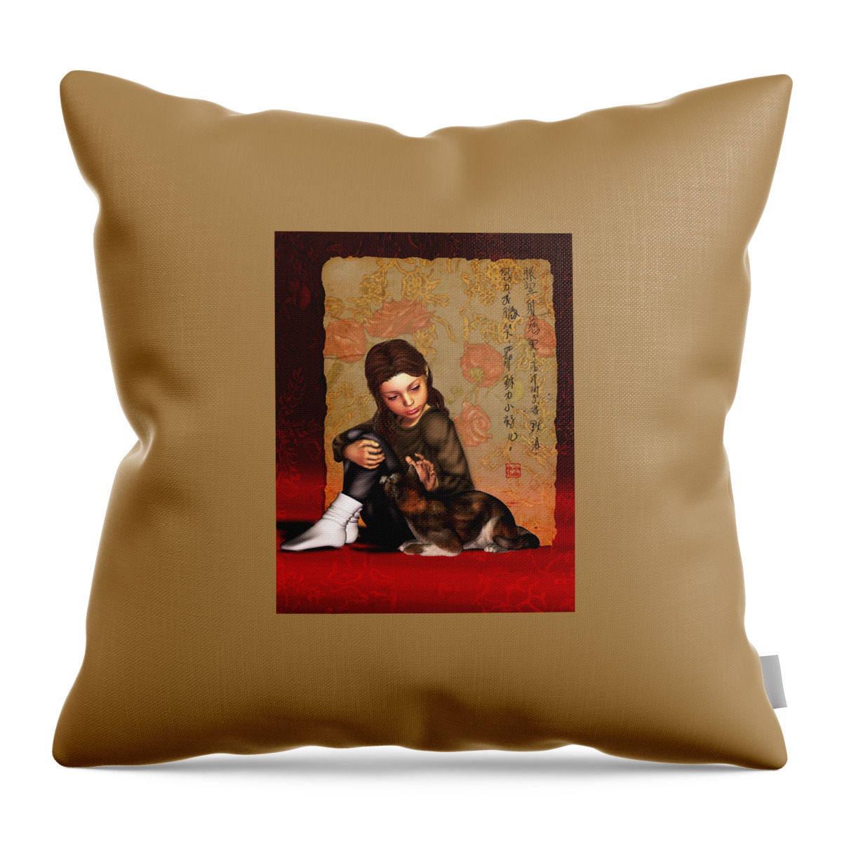 Child Throw Pillow featuring the digital art Jesus To A Child I by Nik Helbig