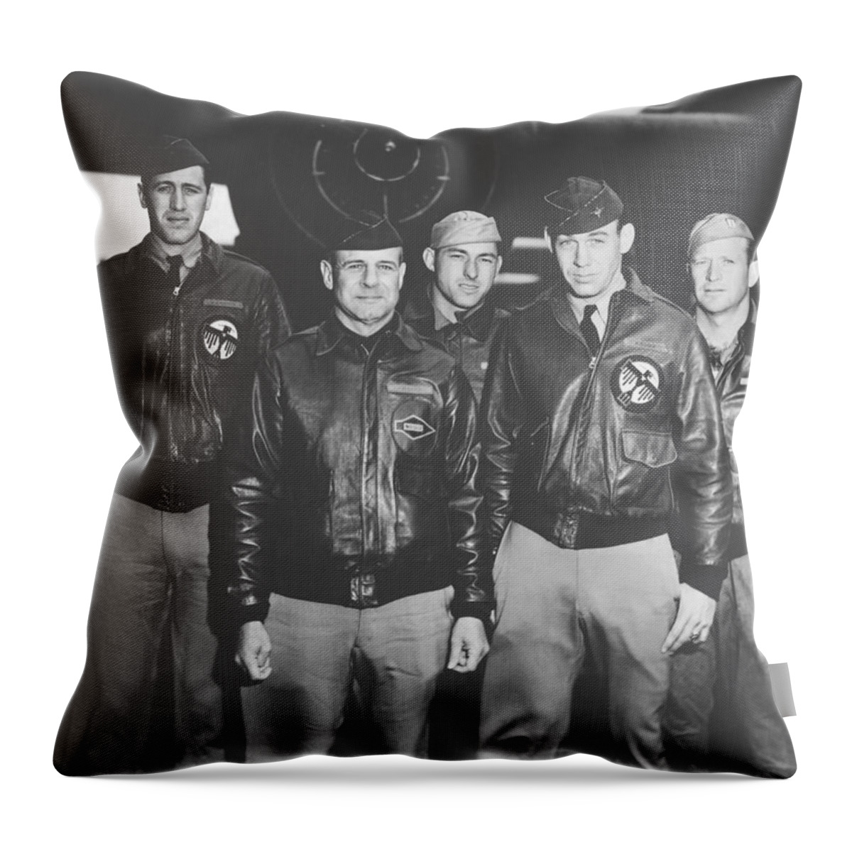 Doolittle Raid Throw Pillow featuring the photograph Jimmy Doolittle and His Crew by War Is Hell Store
