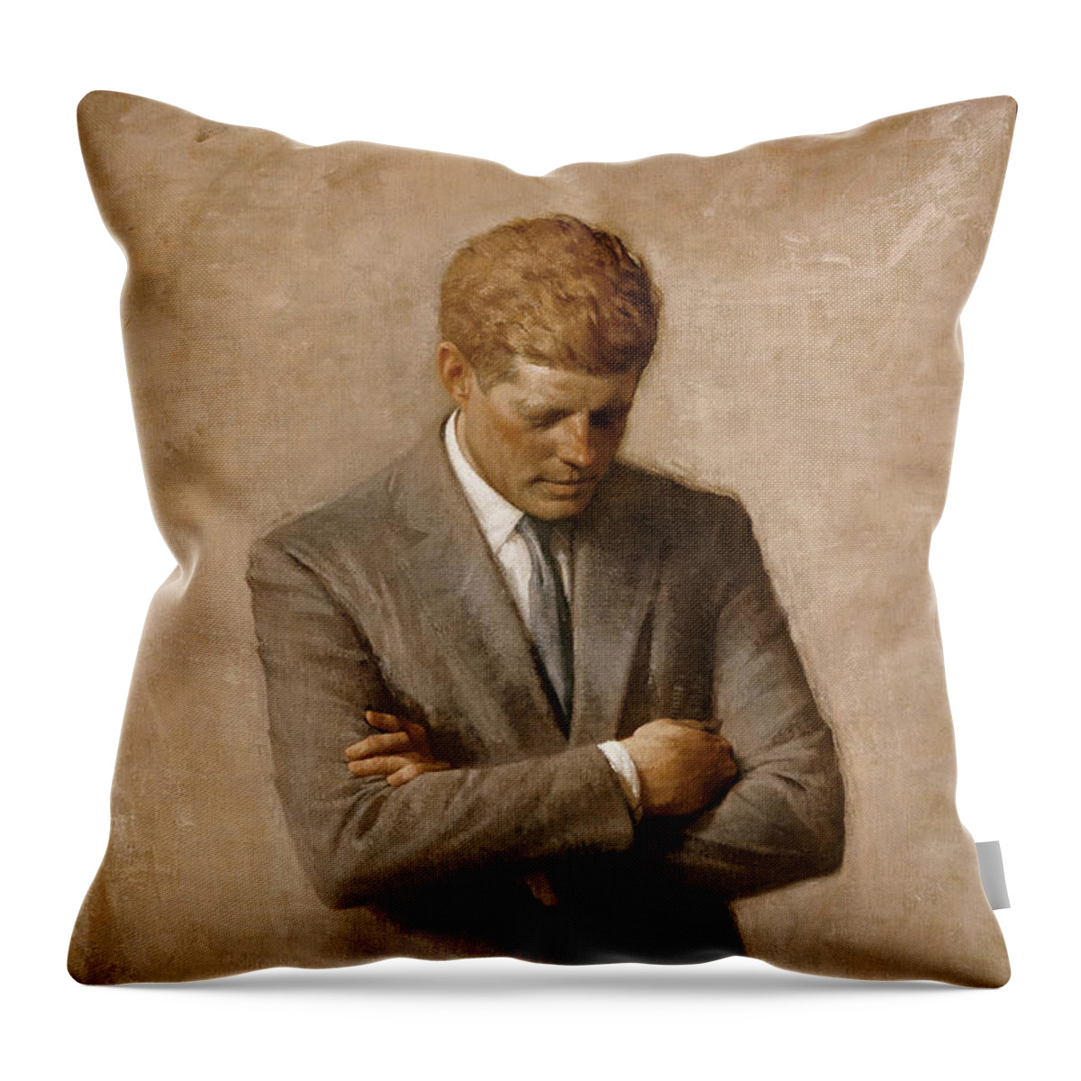 Jfk Throw Pillow featuring the painting John F Kennedy by War Is Hell Store