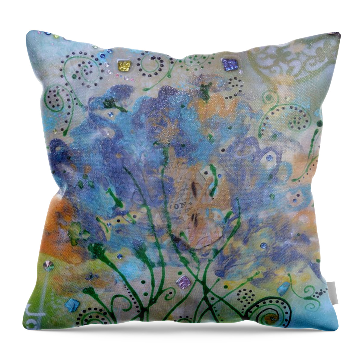 Floral Abstract Art Painting Throw Pillow featuring the painting Joy by MiMi Stirn by MiMi Stirn