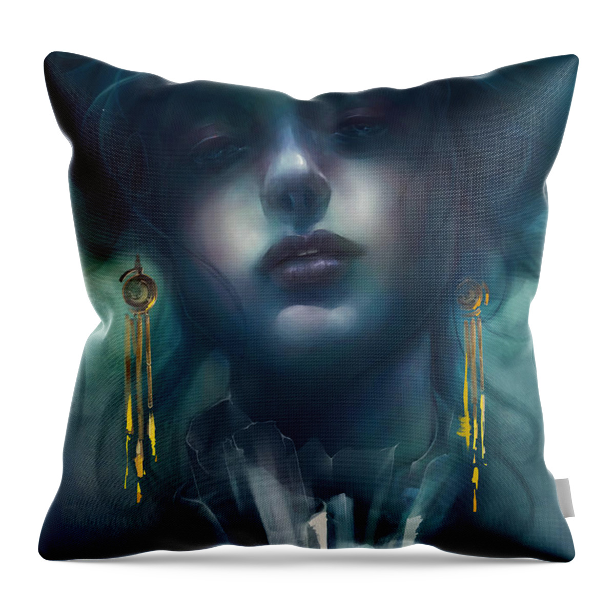 Portrait Throw Pillow featuring the digital art Judith V1 by Te Hu
