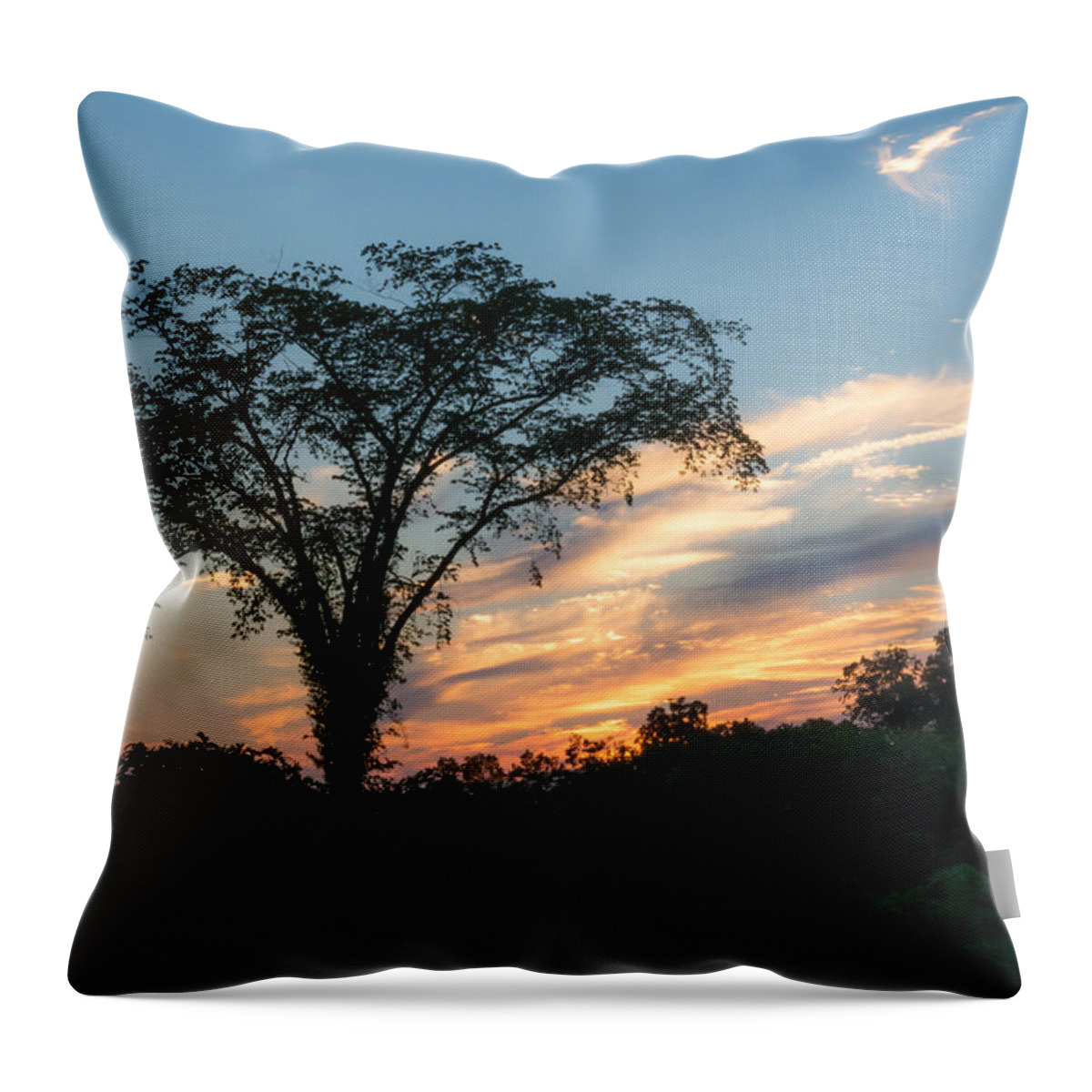 Sunset Throw Pillow featuring the photograph July Sunset by Holden The Moment