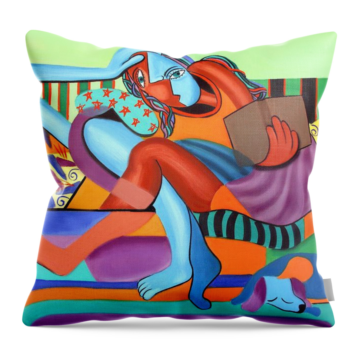 Just Chillin Framed Prints Throw Pillow featuring the painting Just Chillin by Anthony Falbo
