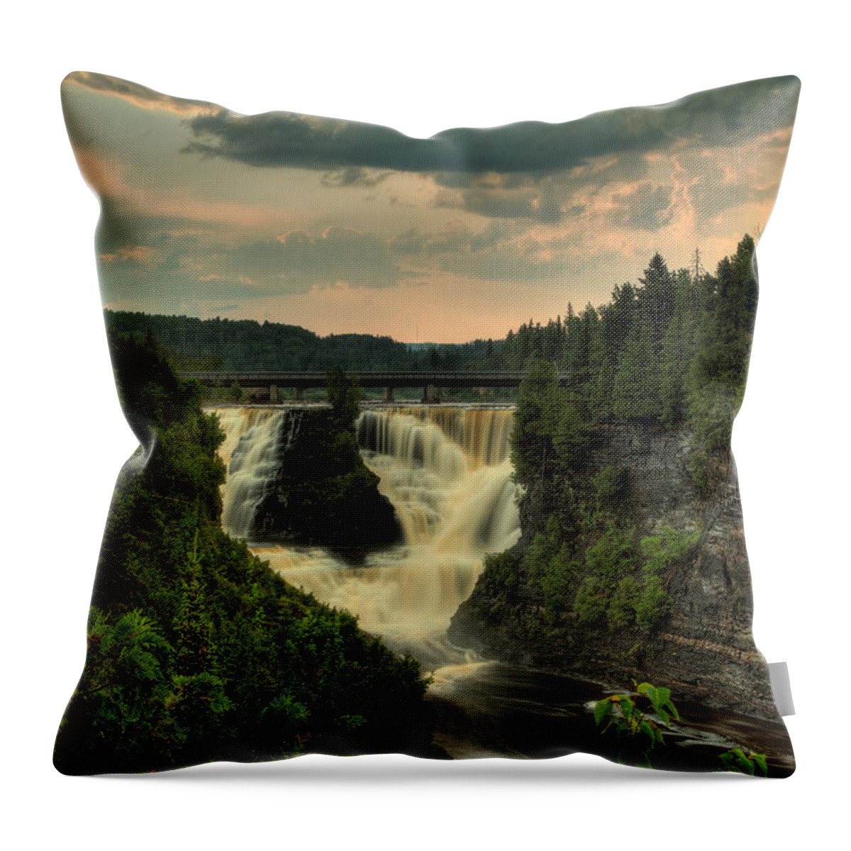 Green Mantle Throw Pillow featuring the photograph Kakabeka Falls After a Storm by Jakub Sisak