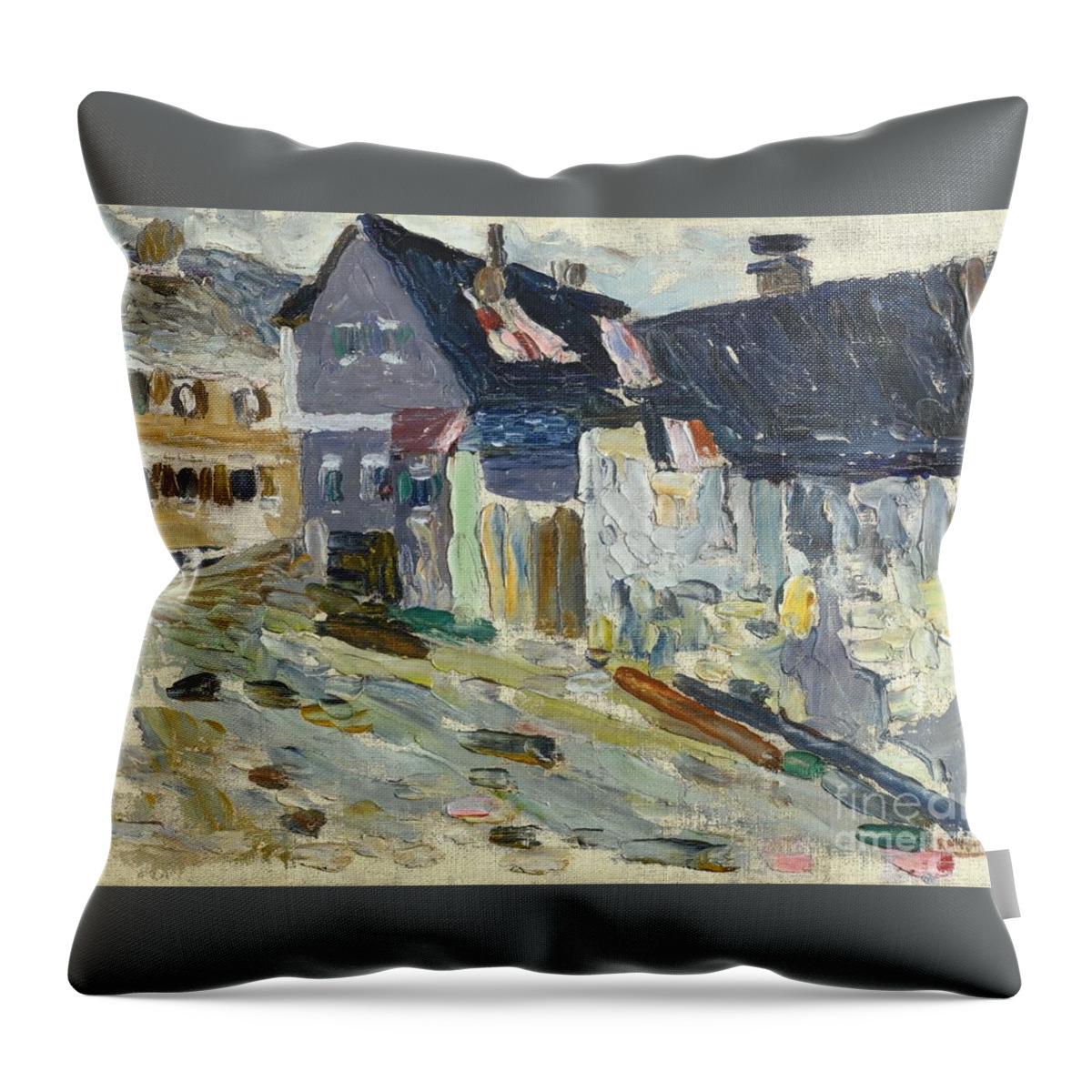 Wassily Kandinsky 1866-1944 Kallm�nz Throw Pillow featuring the painting Kallmnz Regentag by MotionAge Designs