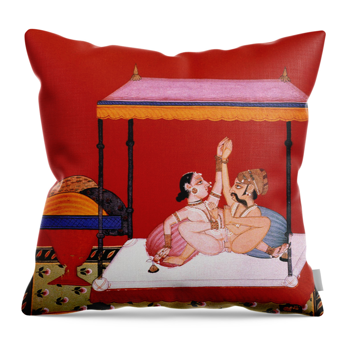 Asian Throw Pillow featuring the painting Kama Sutra by Vatsyayana