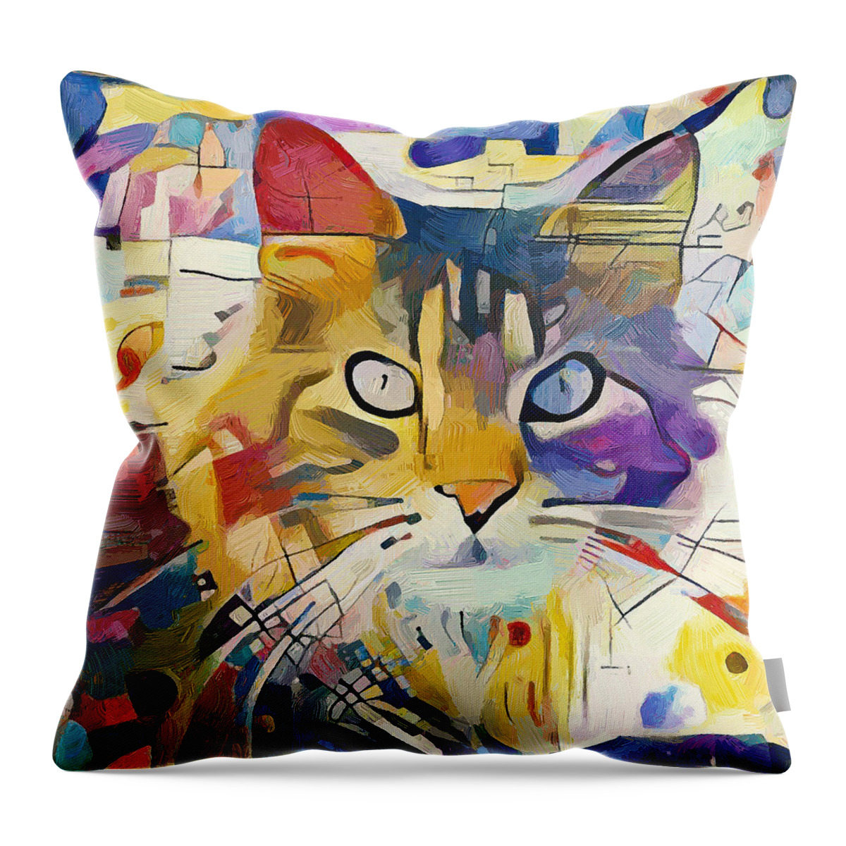 Kandinsky Throw Pillow featuring the digital art Kandinsky Cat by Yury Malkov