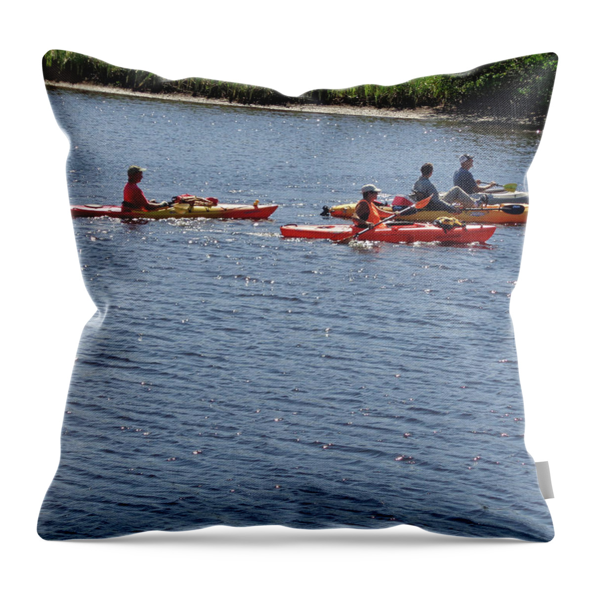 Kayak Throw Pillow featuring the photograph Kayaks by John Mathews