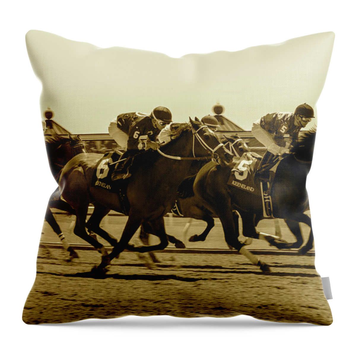  Throw Pillow featuring the photograph Keenland Sepia by Dan Hefle