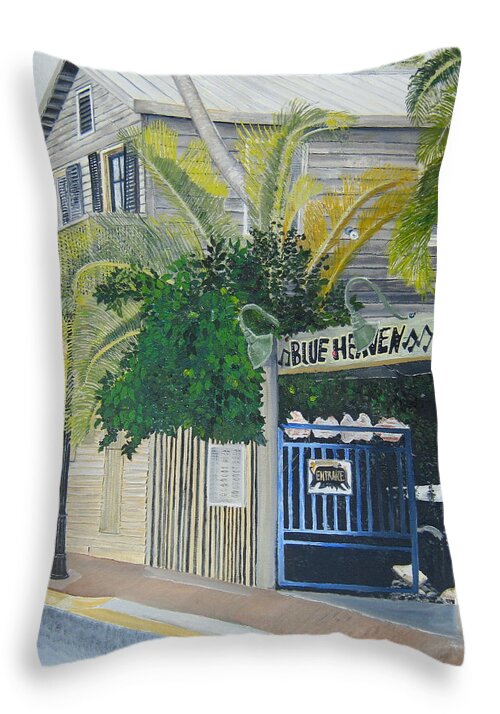 key West Throw Pillow featuring the painting Key West Blue Heaven by John Schuller
