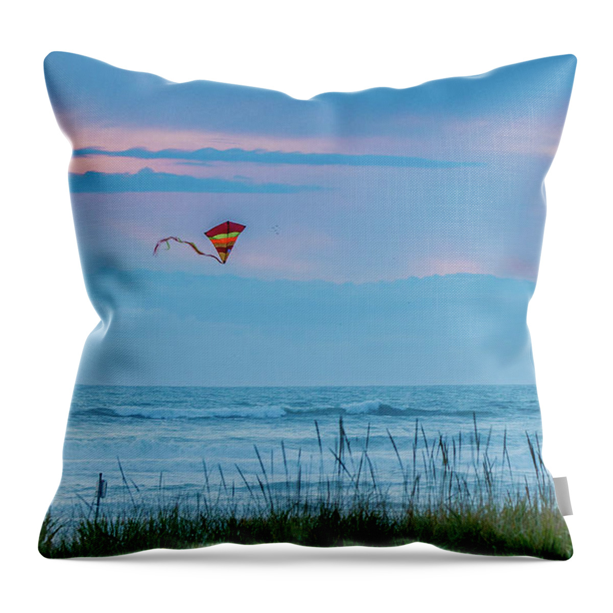 Sunset Throw Pillow featuring the photograph Kite in the Air at Sunset by E Faithe Lester