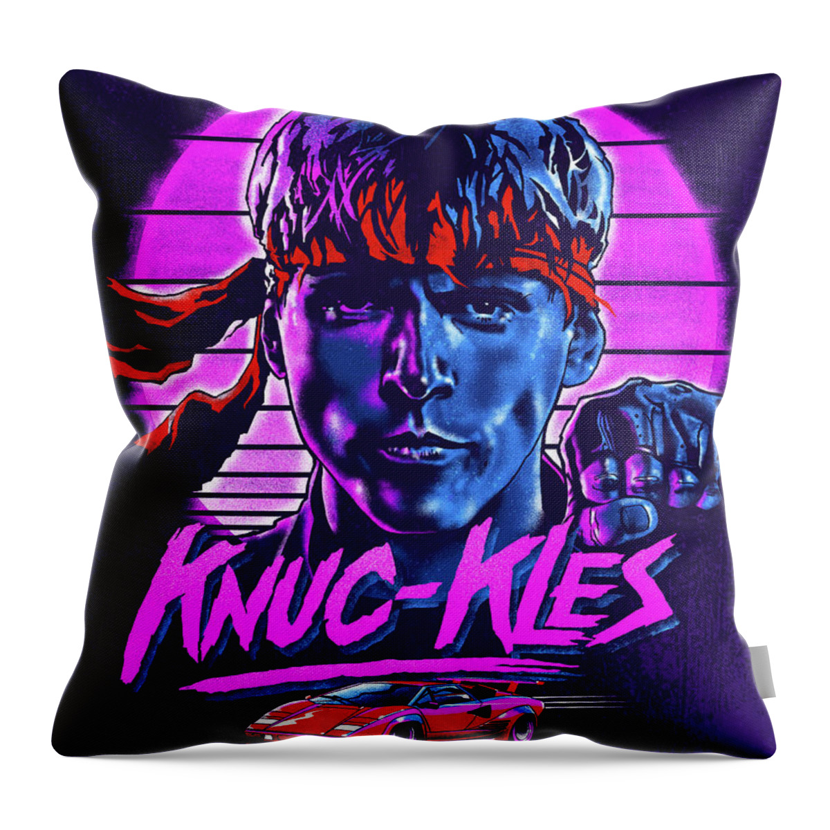 Kungfury Throw Pillow featuring the digital art Knuc-kles by Zerobriant Designs