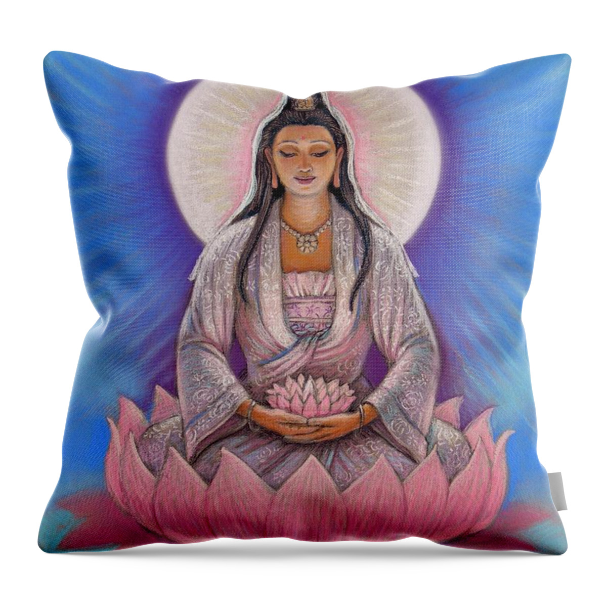 Kuan Yin Throw Pillow featuring the painting Kuan Yin by Sue Halstenberg