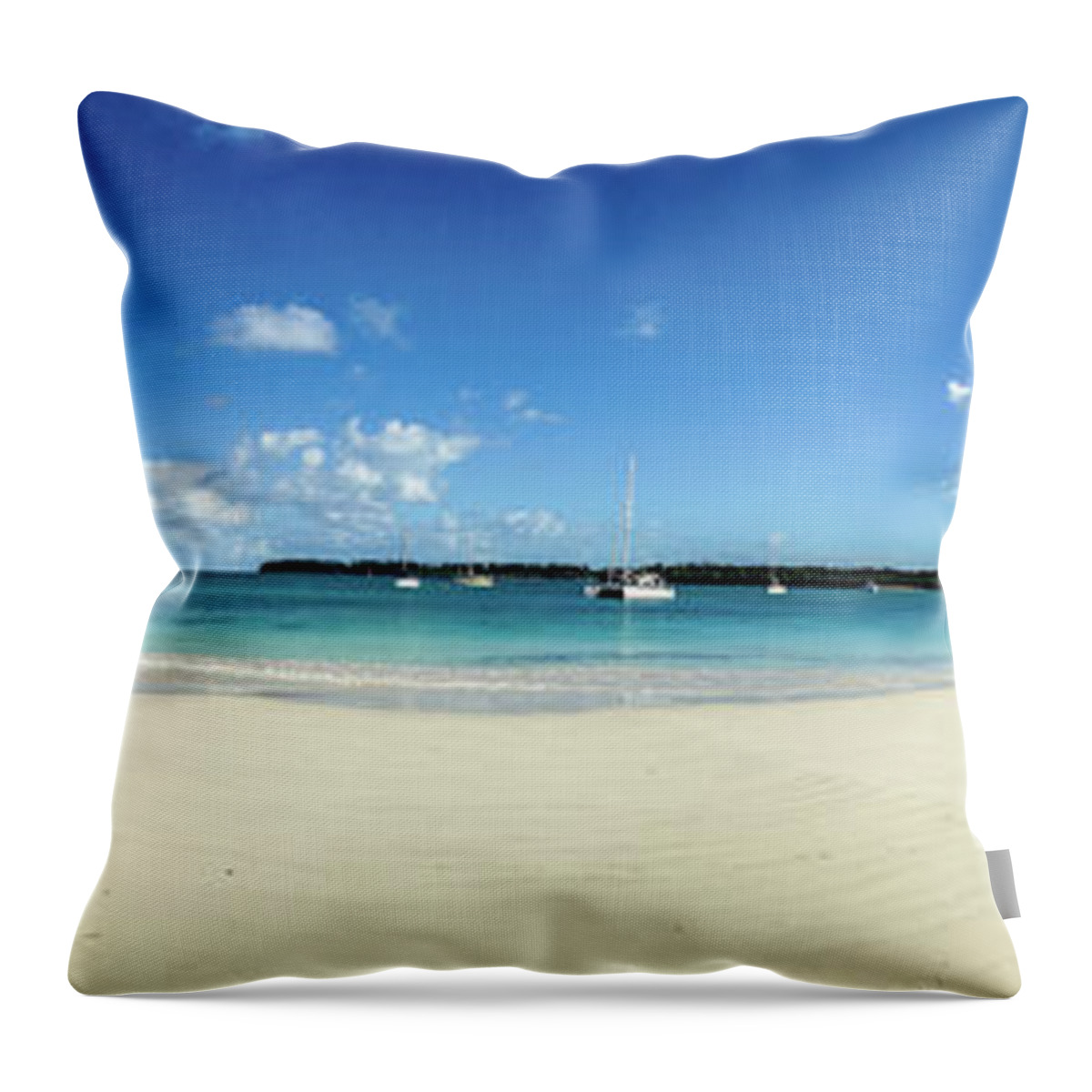 Panorama Throw Pillow featuring the photograph Kuto Bay morning pano by Dorothy Darden