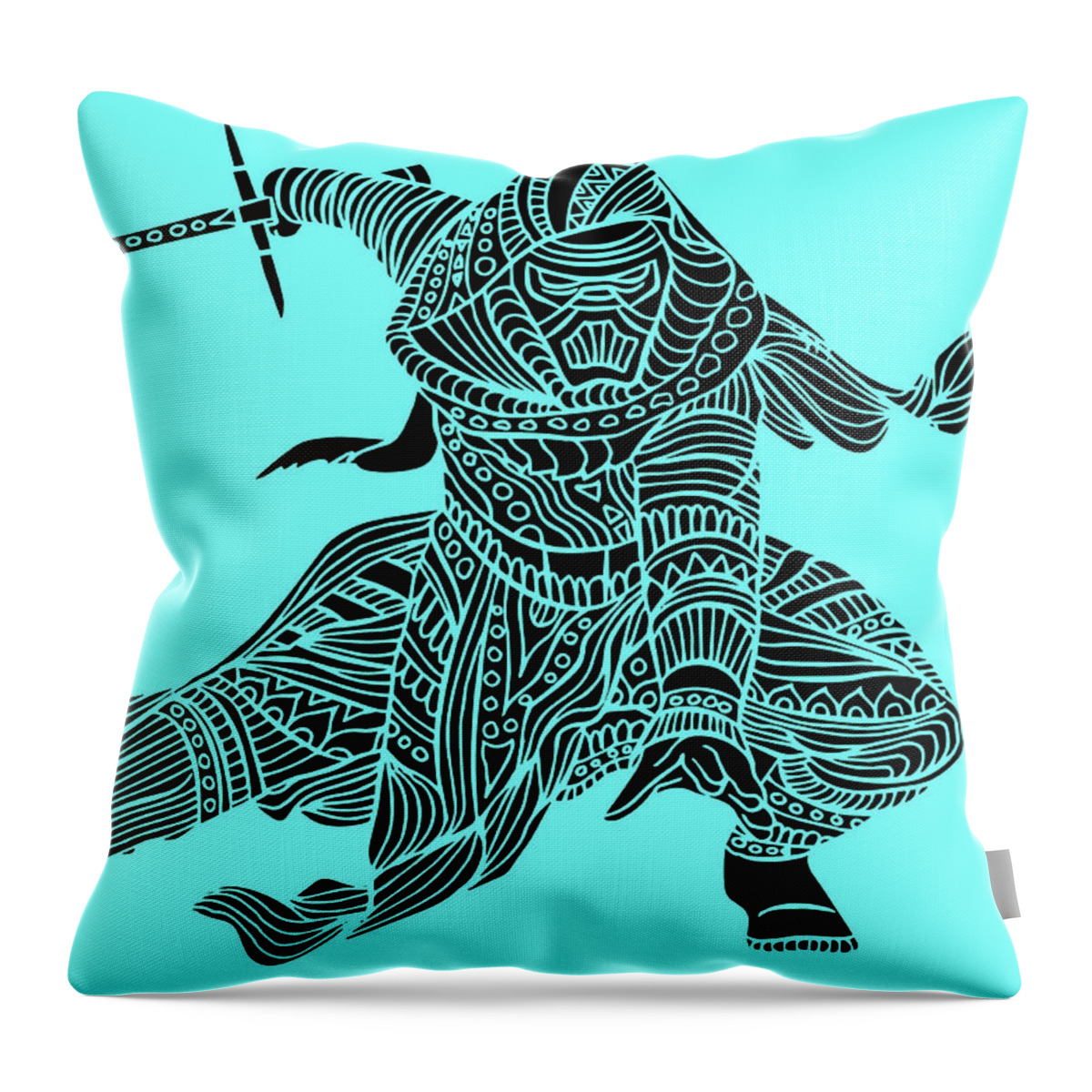 Kylo Ren Throw Pillow featuring the mixed media Kylo Ren - Star Wars Art - Blue by Studio Grafiikka