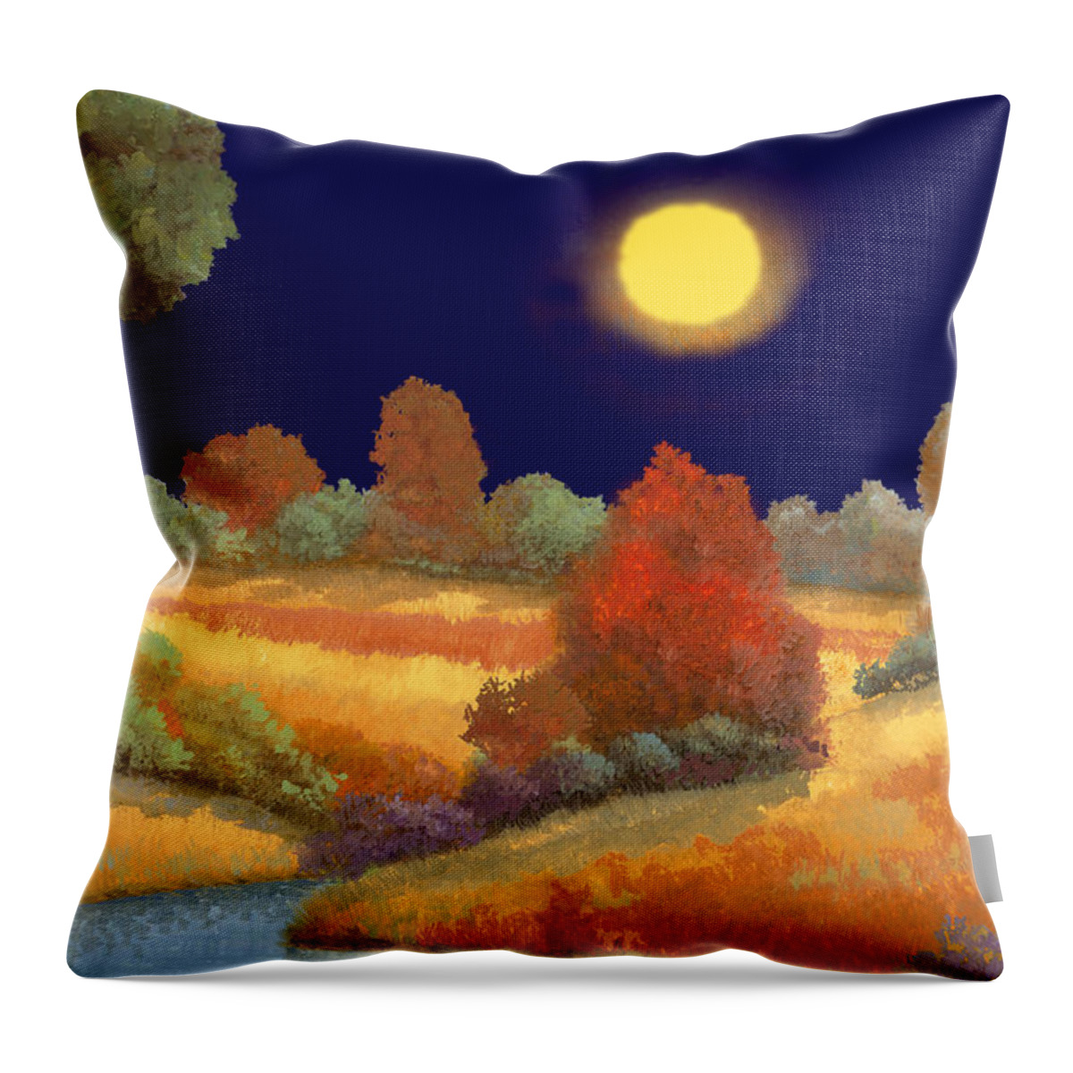 Night Throw Pillow featuring the painting La Musica Della Notte by Guido Borelli