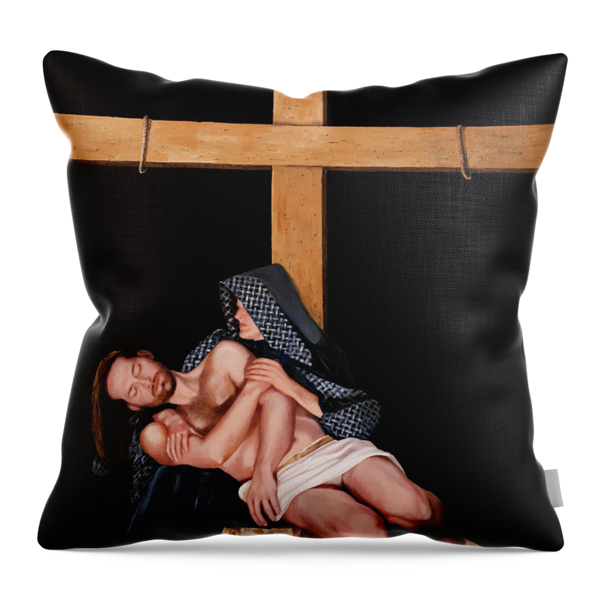 Religious Throw Pillow featuring the painting La Pieta by Guido Borelli